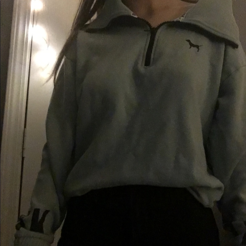 Teal PINK zip up pull over